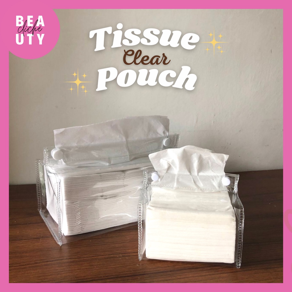 Tissue Pouch Transparan Bening Clear Tempat Wadah Tisu Aesthetic Estetik | beauty.cliche✨