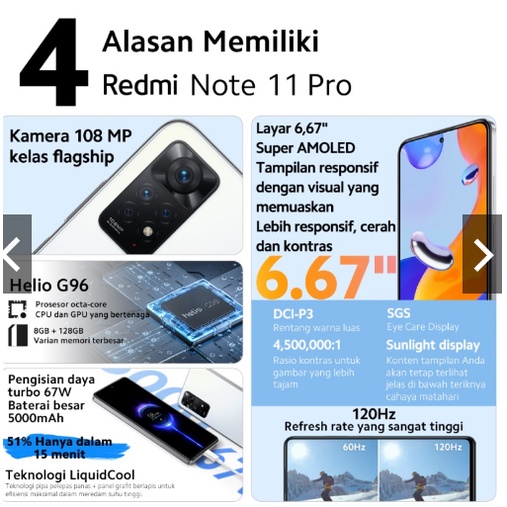 Redmi note 11 pro Bergaransi Resmi 8/128