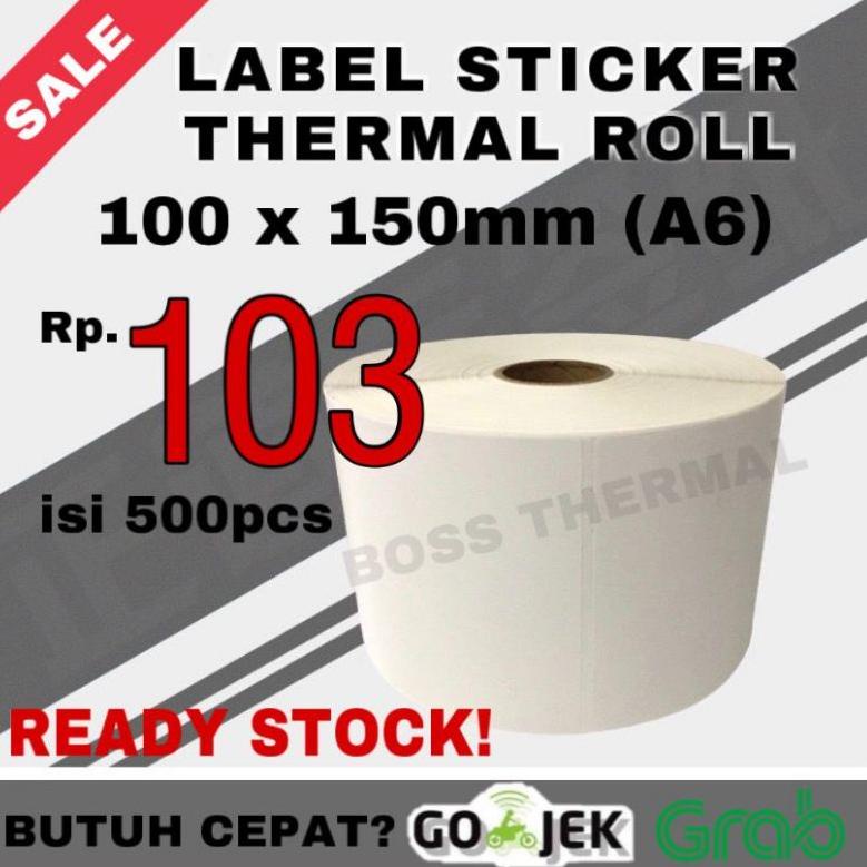 

KERTAS LABEL THERMAL 100x150 sticker BARCODE ukuran A6 100 x 150 Harga ⌒-⌒