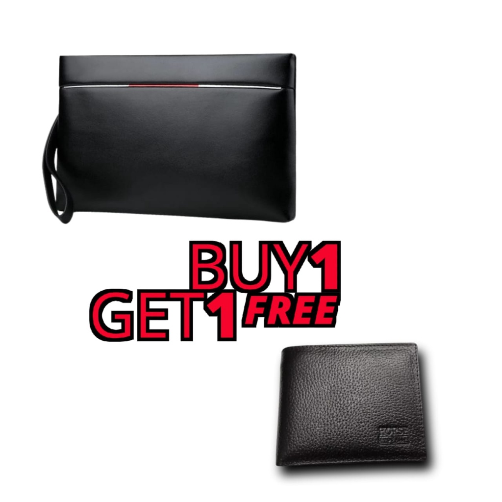 Beli 1 Gratis 1  Handag Tas Dompet Pria Pouch Clutch Bag Tas Tangan