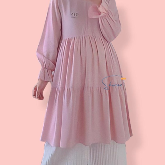 Tunik Putih Polos Oversize Jumbo Ld 120 130 140 SORAYA S M L XL XXL - Pink, S Langsung Kirim R1B5