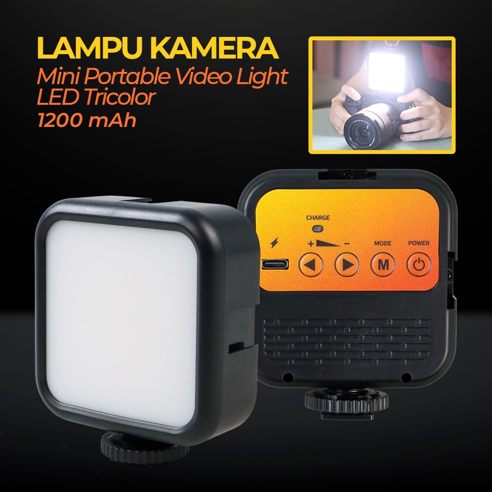 Lampu Kamera Mini Portable Light LED 1200mAh 3 in 1 Color - WL62 - Black