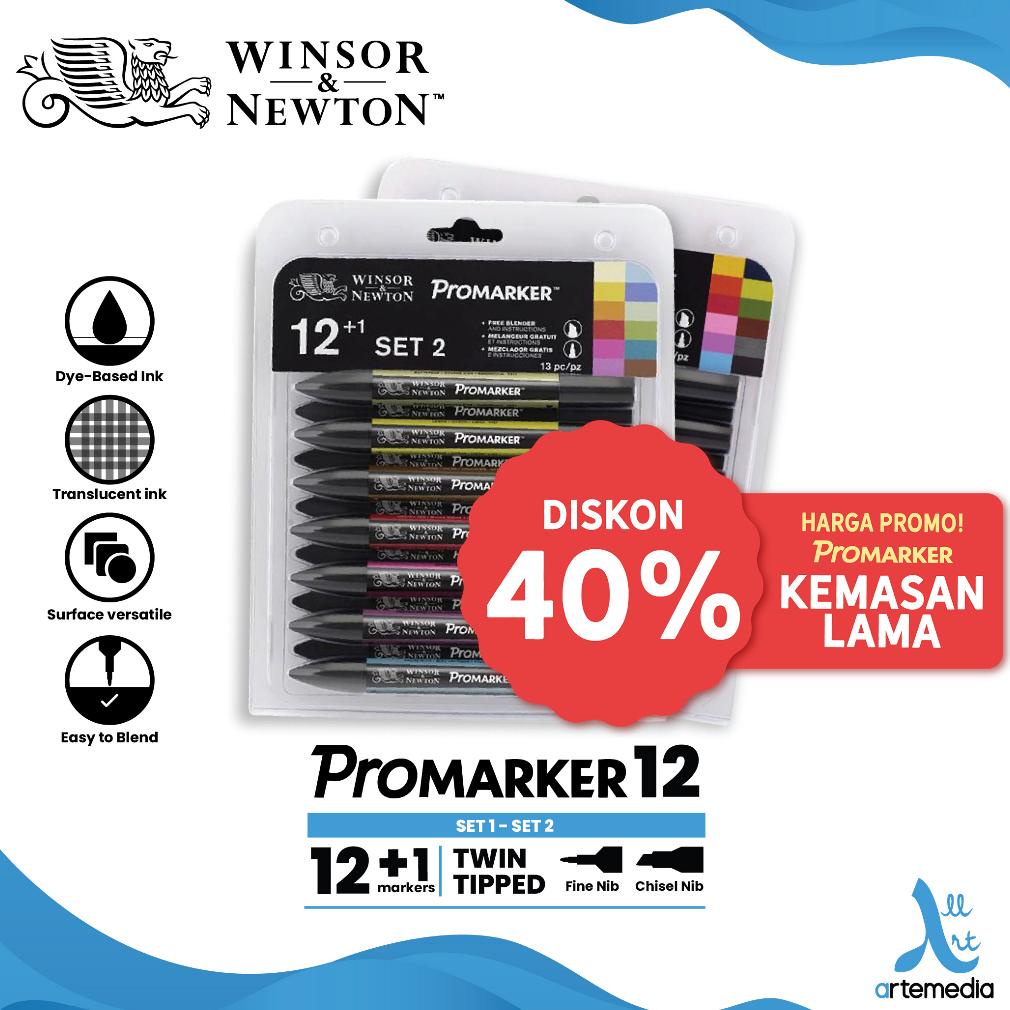 

Marker Winsor & Newton Promarker Set 12 Dual Point Pena Kuas Warna Alcohol Base Sekelas Copic