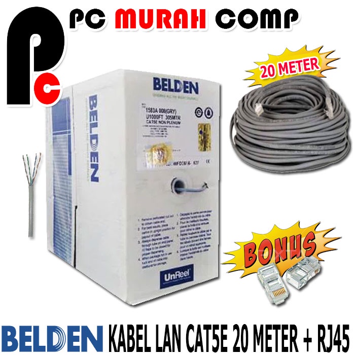 KABEL LAN INTERNET UTP MERK BELDEN CAT 5E PER METER (10METER,15METER,20METER)