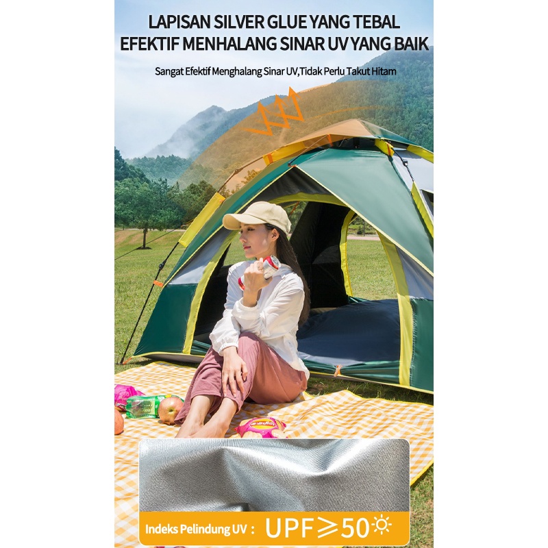 Tenda Camping Kapasitas 2-3 Orang Tenda Gunung Outdoor dan Indoor Tenda Otomatis