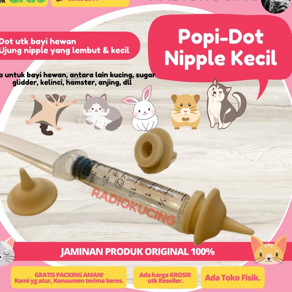 >V44859) POPI Popi-Dot Kecil Dot Alat Bantu Susu Bayi Kucing Kitten Suntikan Spuit Lembut Mirip Mira