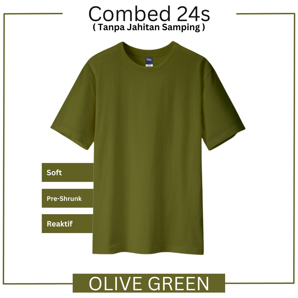 KAOS BASIC - OLIVE GREEN [ COTTON COMBED 24s BUILT UP ] | Kaos Polos pria wanita