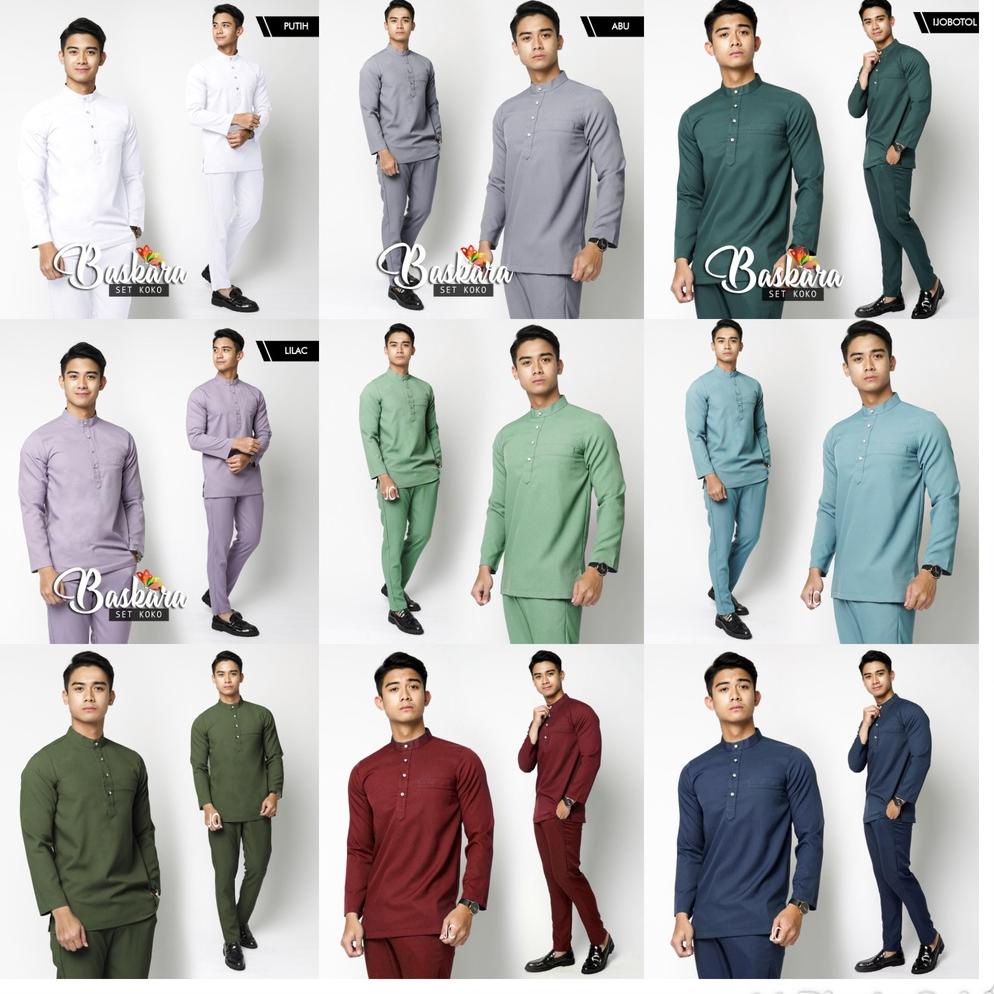 33 Setelan baju muslim pria dewasa / SET KOKO BASKARA / JC stelan baju Koko Pakistan lengan panjang 