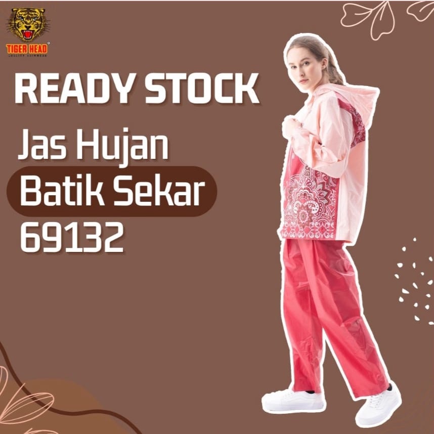 FELWINSHOP Jas Hujan Setelan Dewasa Batik Sekar Raincity - 69132 ( Baju Dan Celana)