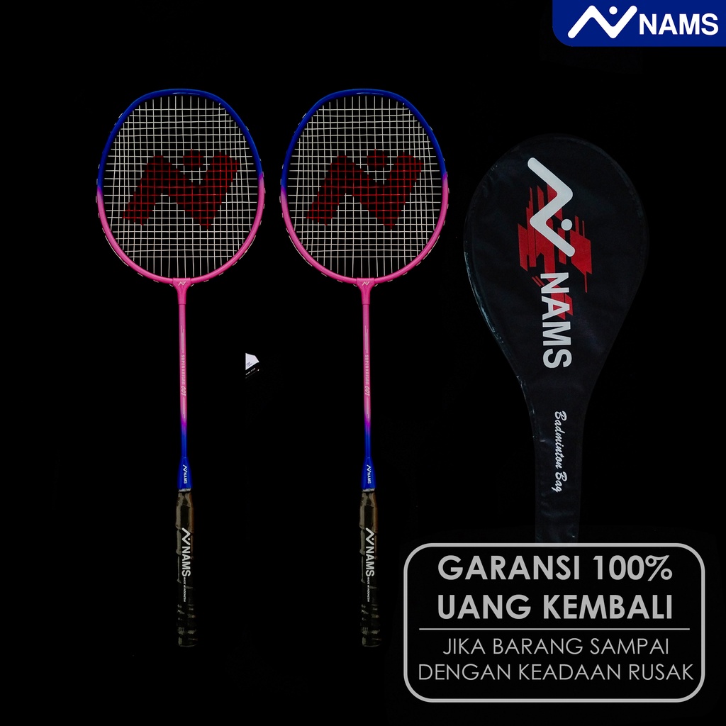 NAMS RAKET BADMINTON SUPER KAITAN PINK LAVA 2PCS 1TAS BULUTANGKIS ANAK ORIGINAL ASLI