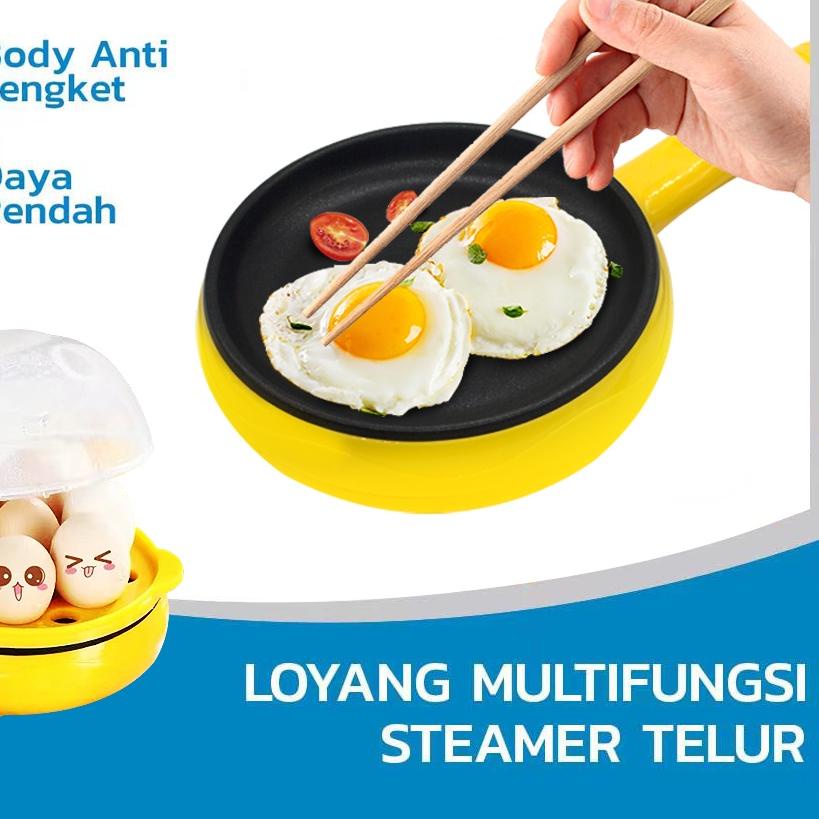➮ KADONIO Grill Pan Panci Listrik Multifungsi Perebus Telur Rebus Goreng Telur Steam Pasta Goreng Da