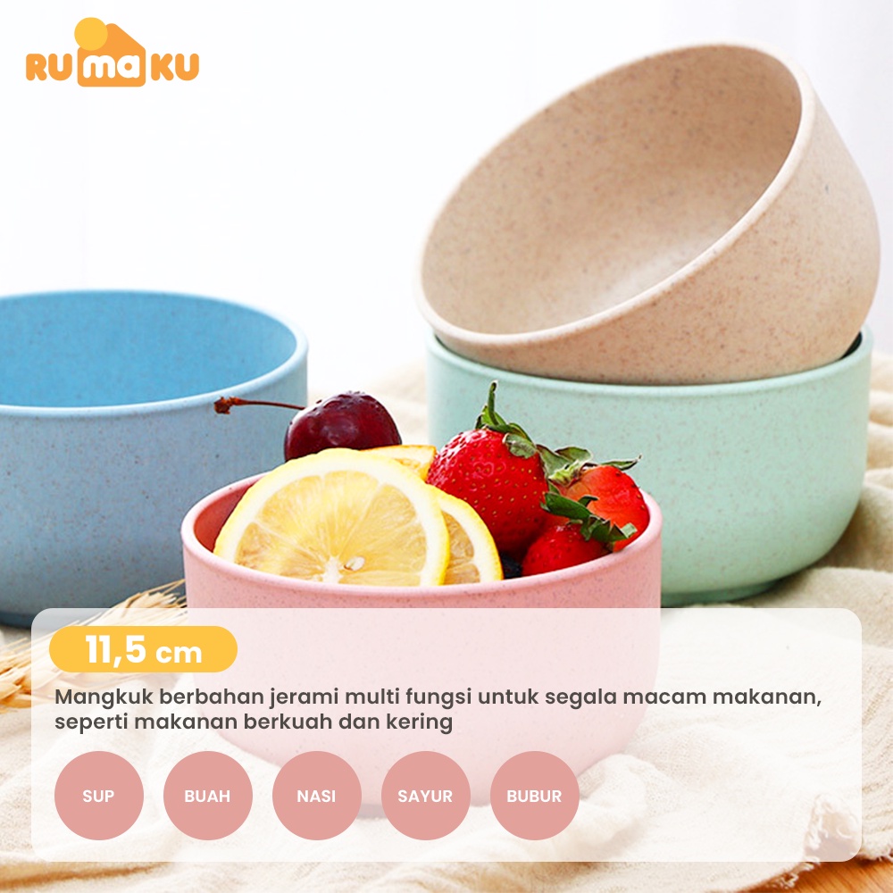 Rumaku Mangkuk Sup Serat Gandum Jerami Wheat Straw Bowl Bahan Eco Friendly Tahan Panas Microwave