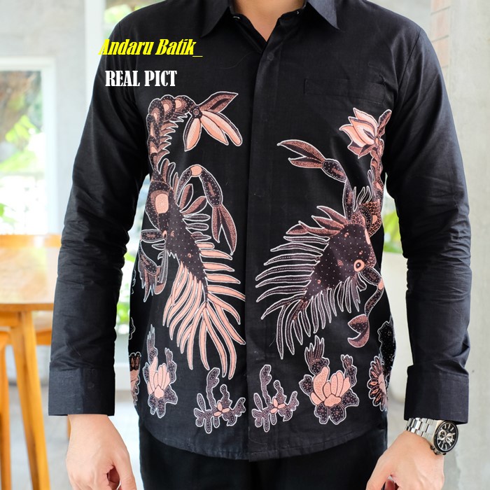 Baju Kemeja Batik Pria Slimfit Lengan Panjang Elegant Modern Motif Lucu Heem Premium Kain Primisima Solo