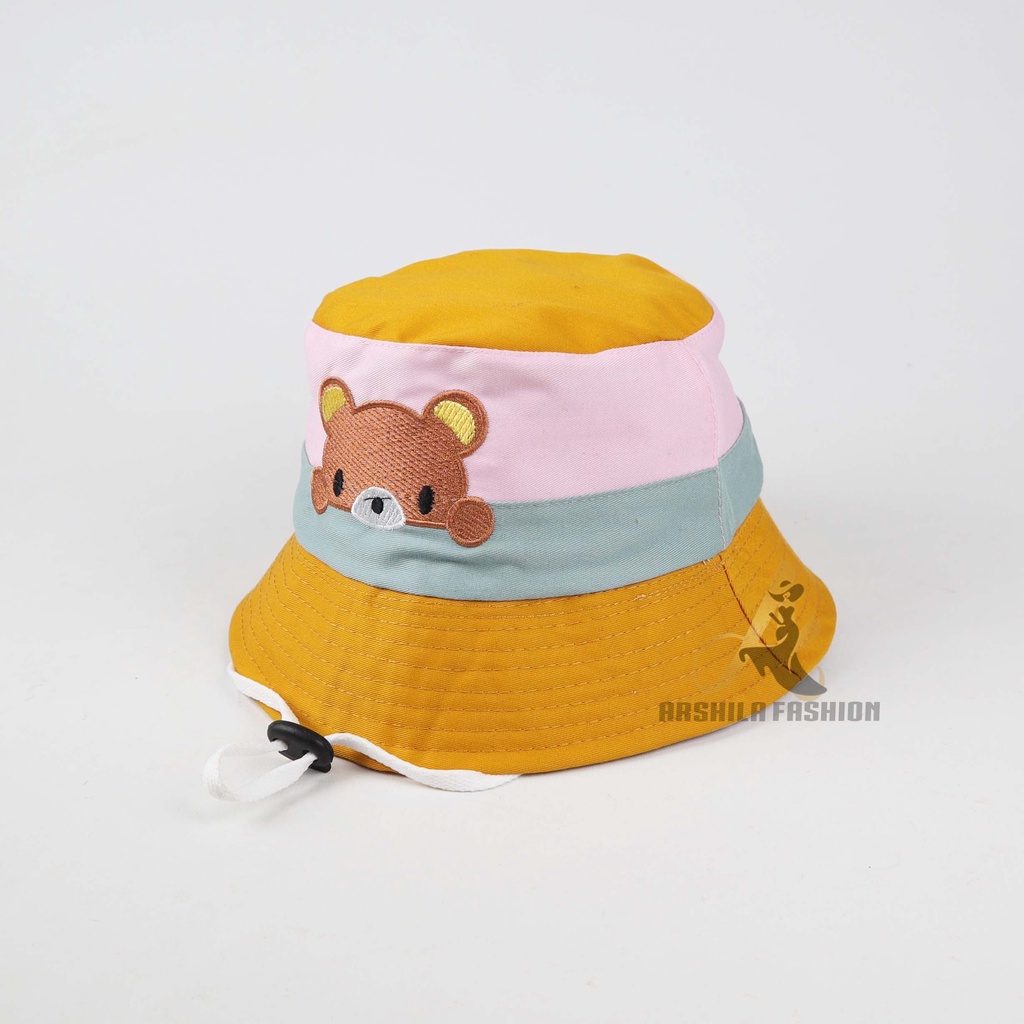 Topi Bucket Anak Kombinasi 3 Warna Gratis BOrdir Nama