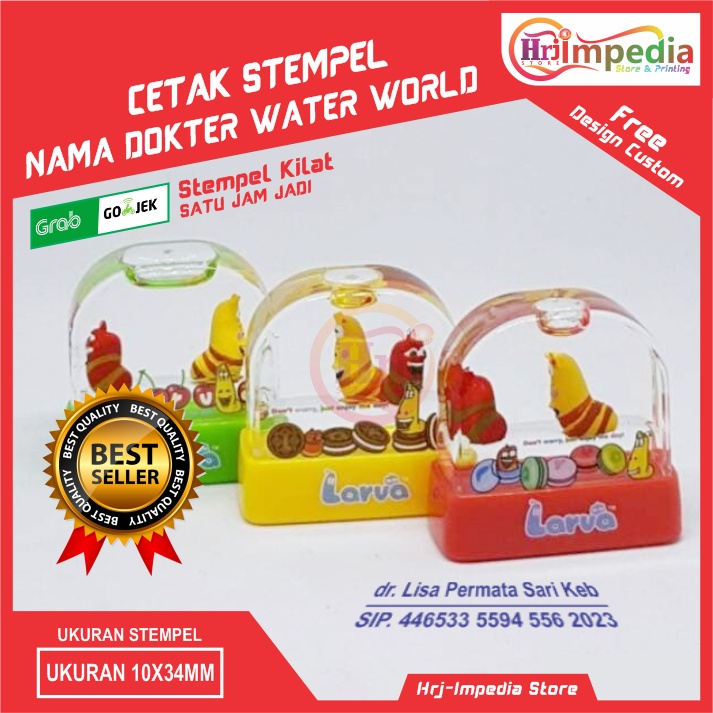 Cetak Stempel Water World | Cetak Stempel Flahs Nama Dokter Custom | Cetak Stempel Lucu/Stamp Water 