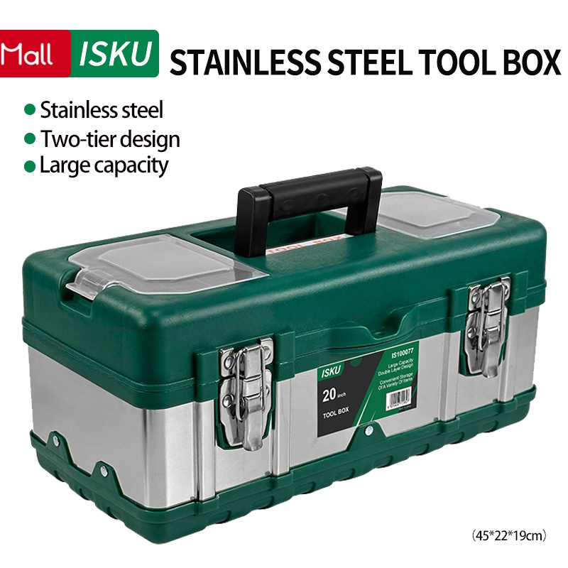 ISKU Tool box Besar 20 Inch Box Alat Perkakas Tool Box Bahan Stainless Steel Kotak Perkakas