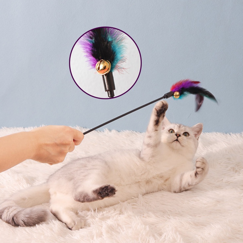 Tongkat Tikus Mainan Kucing Bulu Warna Dengan 7 Warna Stick Interaktif Cat Toys Mainan Lucu Kucing