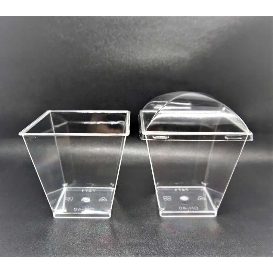 Cup Jelly Pudding Kotak – Mini Dessert Cup CH 40 + Tutup (25 pcs)