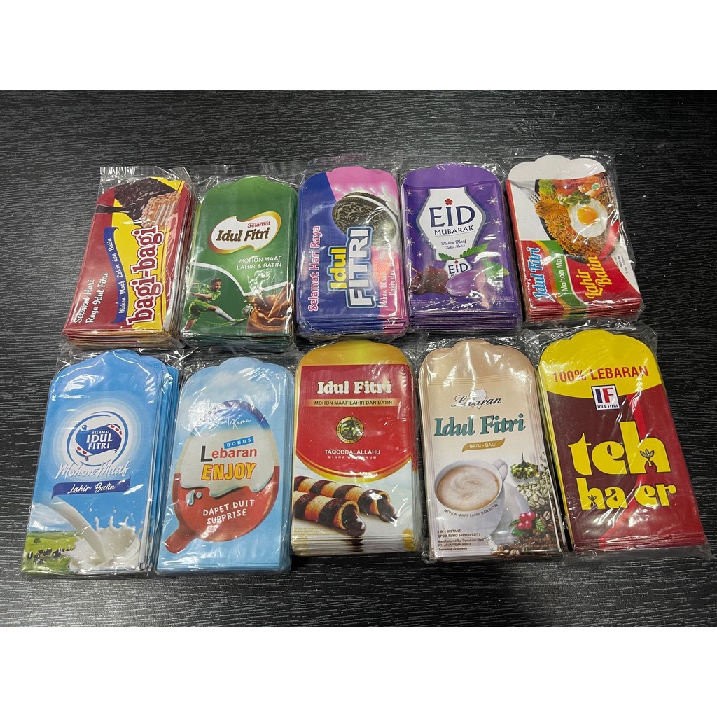 AMPLOP LEBARAN GROSIR MOTIF SNACK ISI 5 LEMBAR