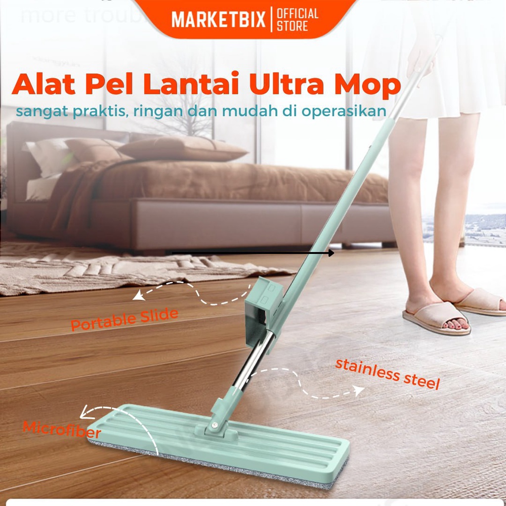 Alat Pel Lantai Ultra Mop / Alat Pel Praktis Tarik Peras Otomatis/ Pel putar  360 Derajat