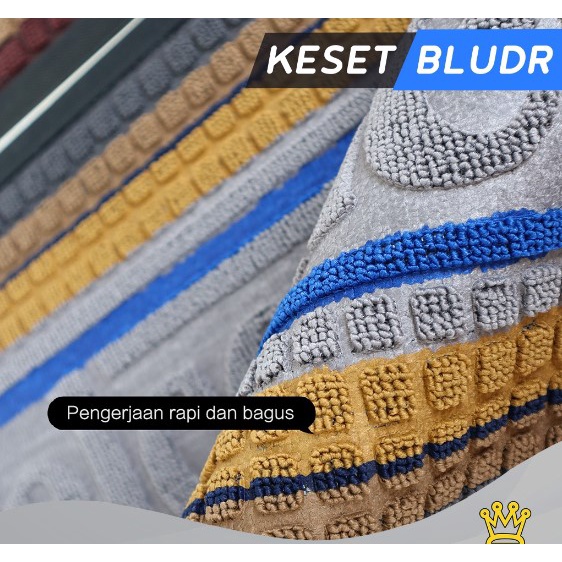 Keset Kaki Lantai Kamar Mandi Anti Slip Warna Motif Salur Keset Bludru 40x60 Cm