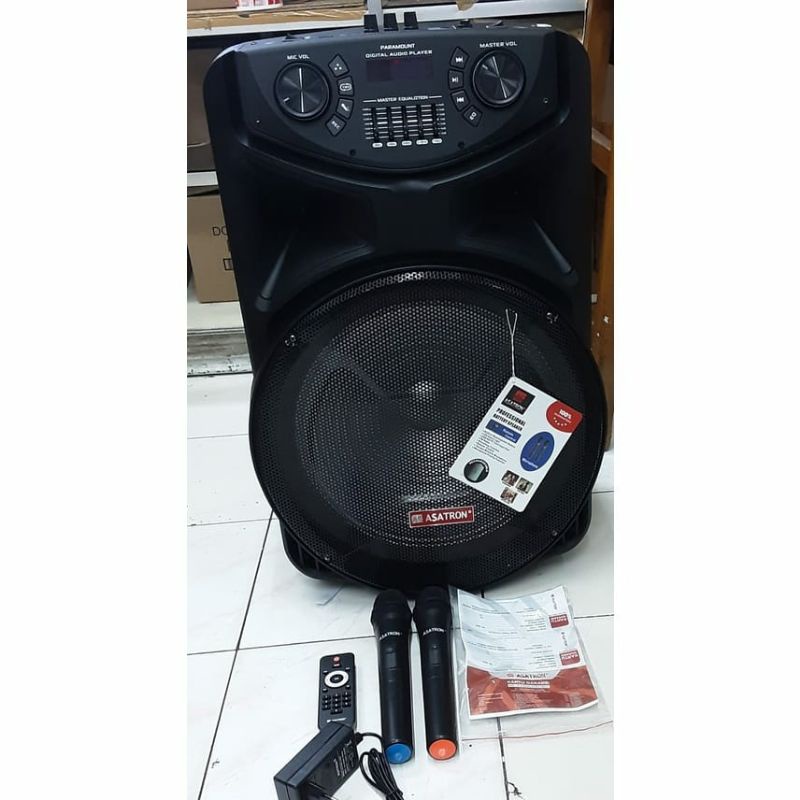 ASATRON PARAMOUNT (8881 UKM) 15INCH RMS 50W SPEAKER MEETING PORTABLE BLUETOOTH INCLUDE MIC WIRELESS 2PCS