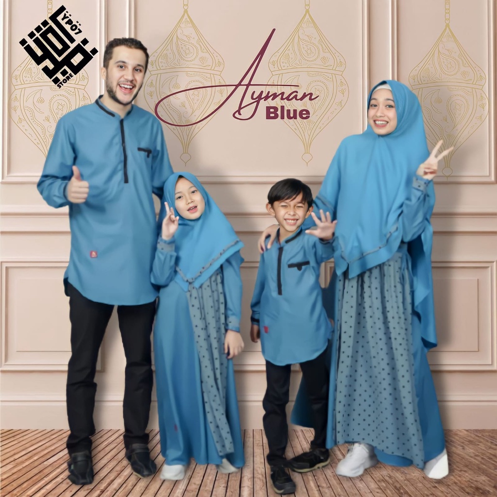 Baju couple keluarga muslim pasangan suami istri koko ayah dan anak laki laki gamis ibu anak perempuan kekinian original brand arra