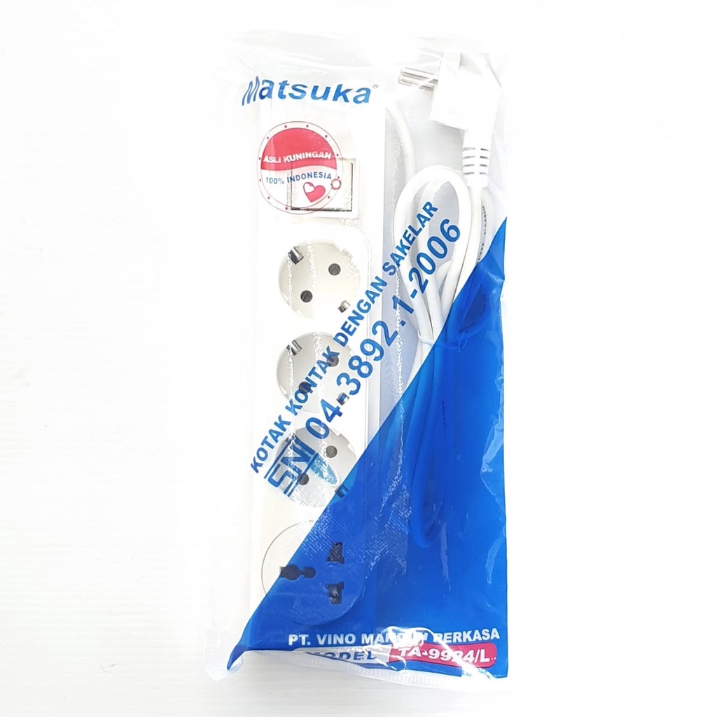 PROMO Matsuka Kualitas PREMIUM TA-9924SK 1,5M 4L Stop Kontak Arde Serbaguna Saklar Lampu Kabel 1,5 Meter 4 Lubang / Colokan Listrik