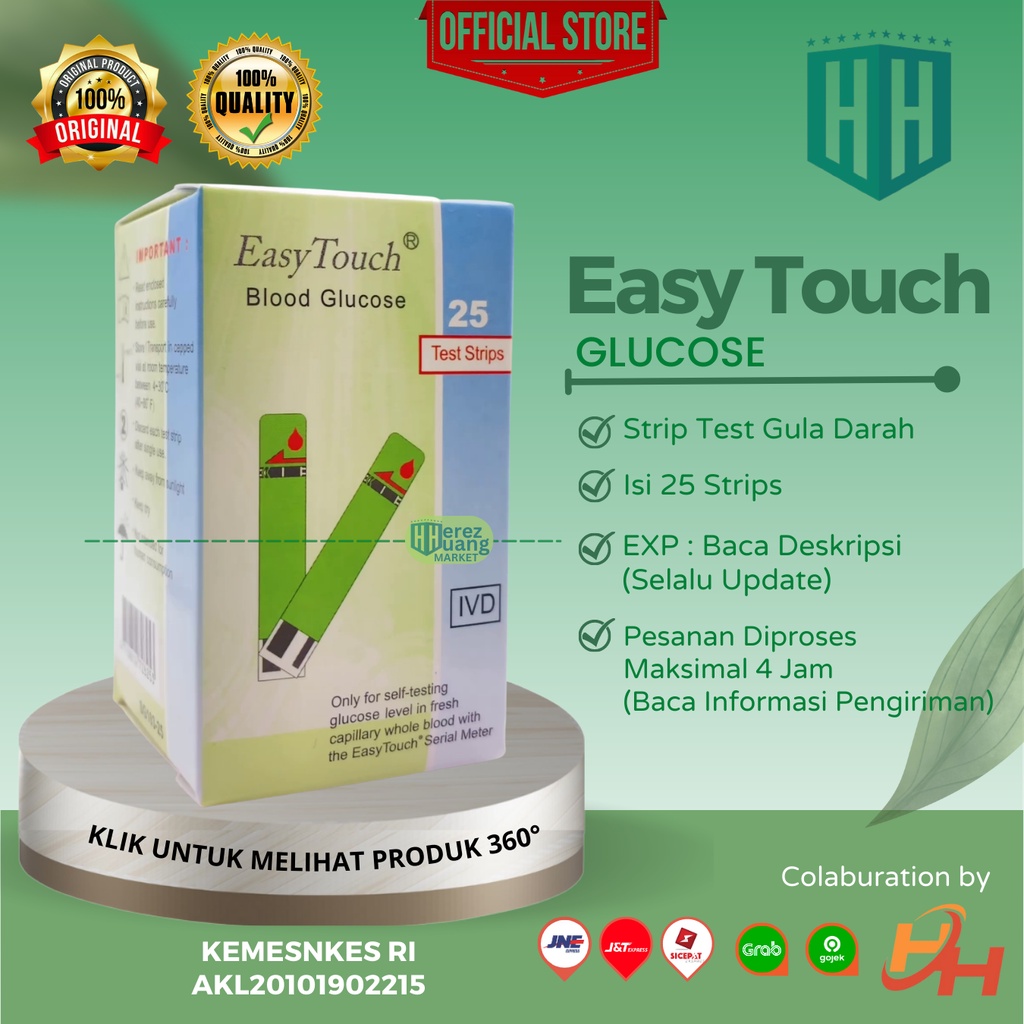 FAMILY Easy Touch Glucose Strip Test Gula Darah Family Isi 25 Suplemen Strip / Easytouch Gula Darah