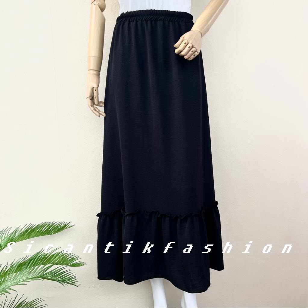 Rok Crinkle Airflow Premium / Rok Polos Korean Style / Skirt Panjang