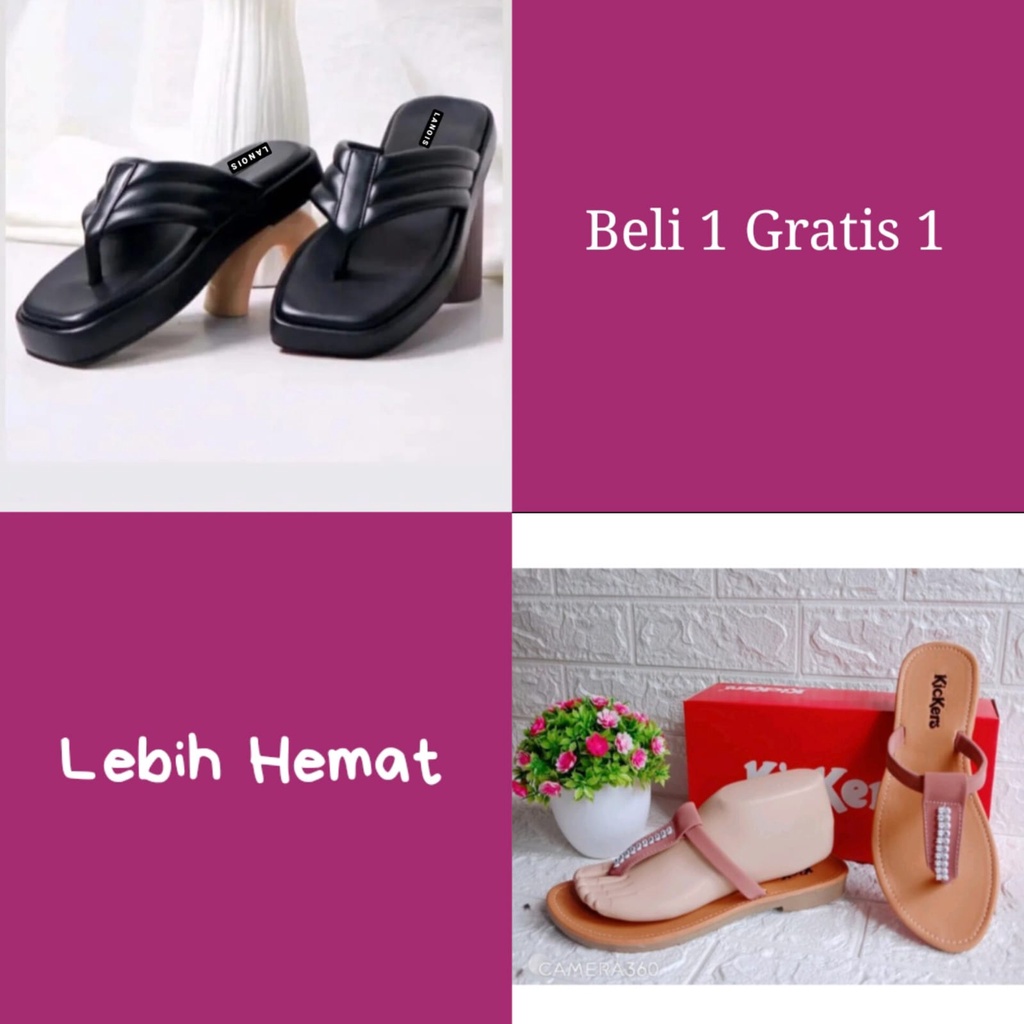 Sandal Wanita Sendal Japit Empuk Elegan Kekinian Beli 1 Gratis1