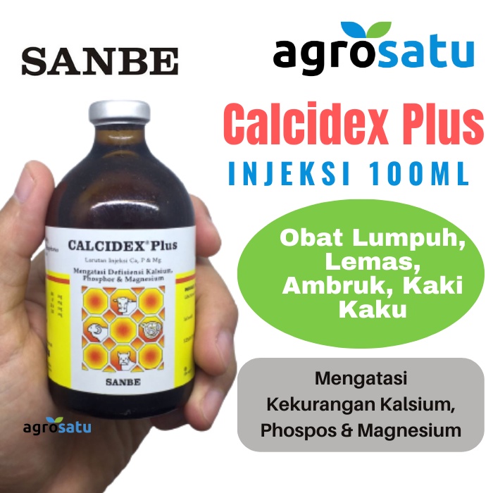 Calcidex PLUS 100ml Obat Kambing Sapi Anjing Babi Lumpuh Lemas Ambruk Milk Fever Kaki Kaku Mengatasi