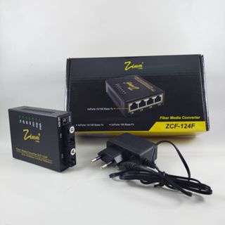 HTB~FIBER MEDIA CONVERTER ZIMMLINK A+B ZCF-124F 2 FO~4 LAN 10/100Mbps