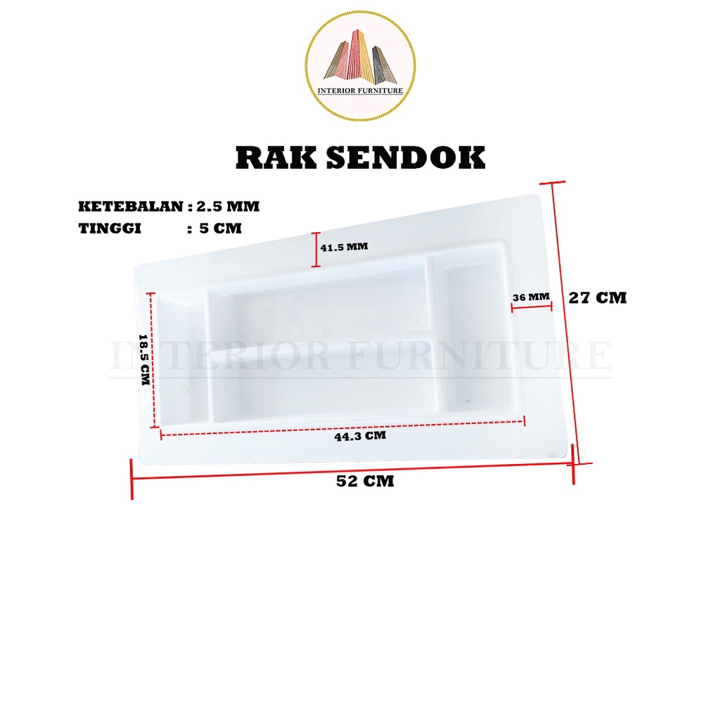 Rak Sendok Kitcen Set Drawer Putih Doff 52 x 27 x 5, Rak Sekat Laci Sendok Garpu Sumpit