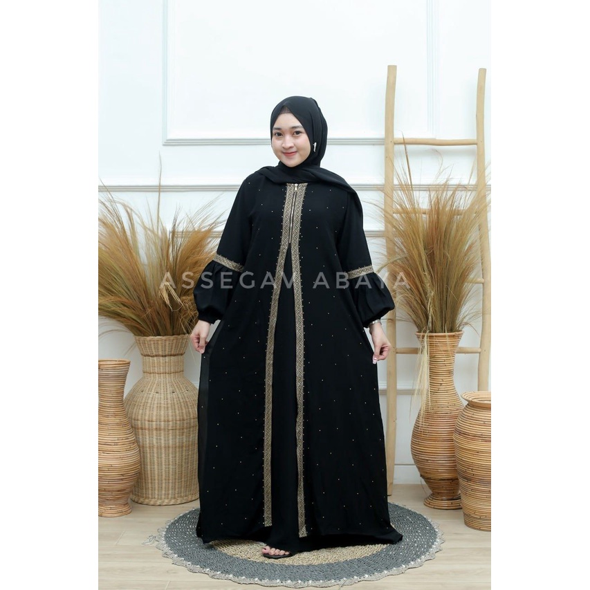 Gamis Abaya Hitam Dress Abaya Gaun Pesta Baju Muslim Wanita Kombinsi Renda