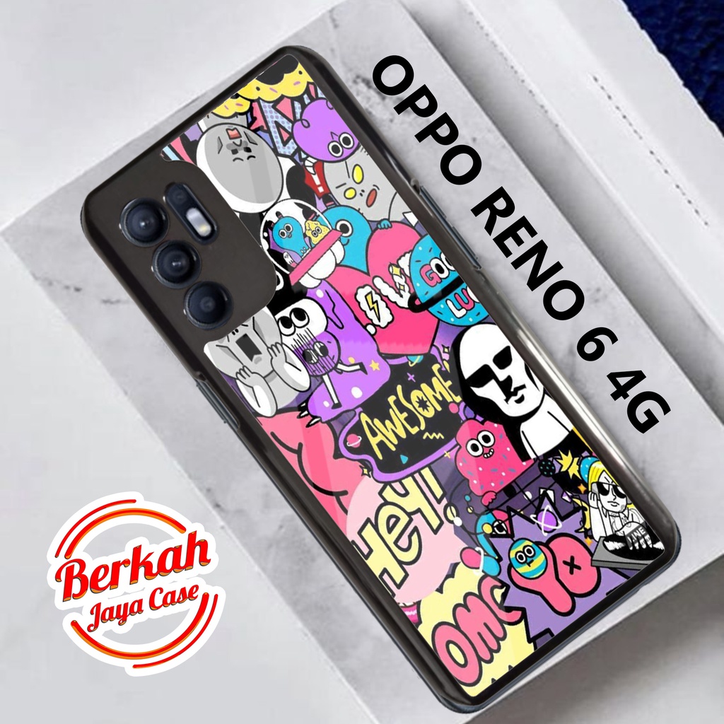 Case OPPO RENO 6 4G Casing OPPO RENO 6 4G Case DOODLE Casing Terlaris Case Keren Casing Hardcase pre