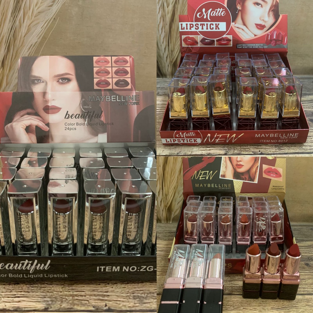 24  PCS /LIPSTICK PADAT  MAYBELLINE MATTE LONG LASTING LIPSTICK