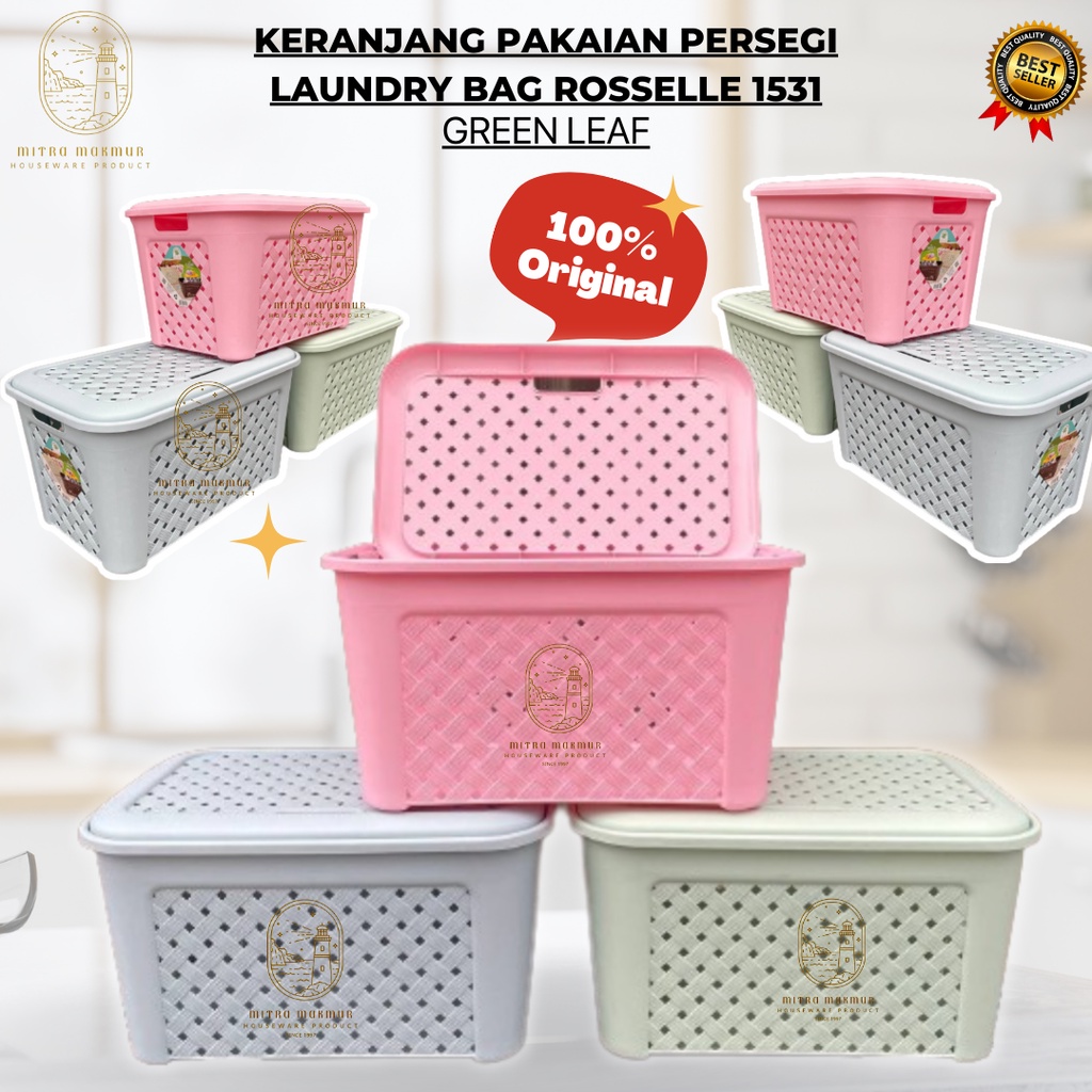 GREEN LEAF - ROSELLE 1531 / KERANJANG PAKAIAN KOTOR / LAUNDRY BASKET PERSEGI PANJANG