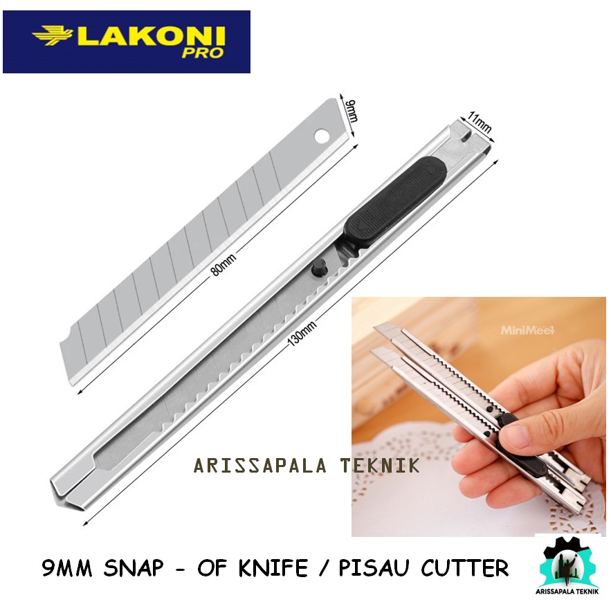 

LAKONI PRO JETJO TOOLS Pisau Cutter 9mm Snap Off Knife Knife Cutter Stainless 9 mm Cuter Stiker Kertas