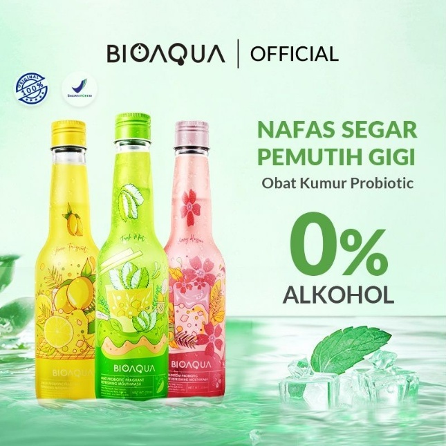 BIOAQUA Mouthwash 330 ML &amp; 13 ML / Obat Kumur / Mengurangi Karang Gigi