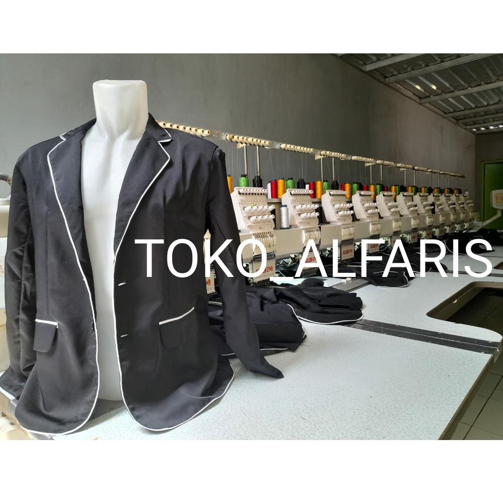 NEW STOCK JAS ALMAMATER SEKOLAH OSIS SMP SMA MAHASISWA PONDOK SANTRI / jas hitam lis putih full puri