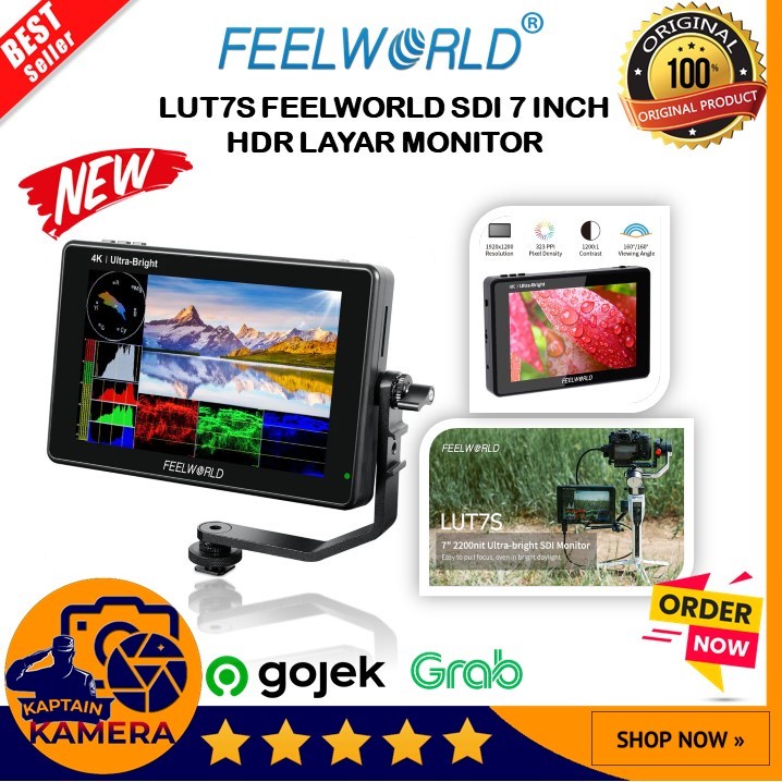 LUT7S FEELWORLD SDI 7 INCH 2200NIT TOUCHSCREEN MONITOR KAMERA DSLR