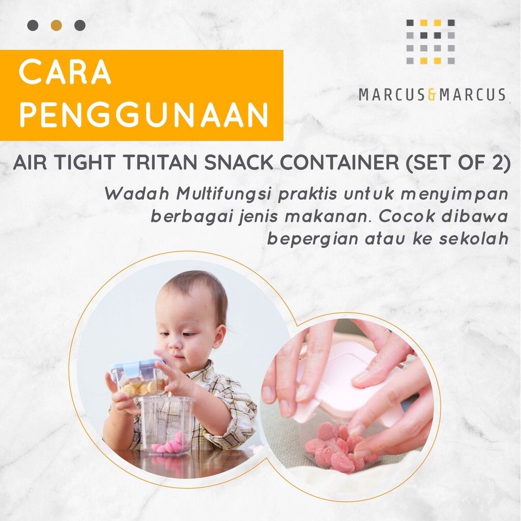 Marcus &amp; Marcus Air Tight Tritan Snack Container Set / Tempat Makan Bayi