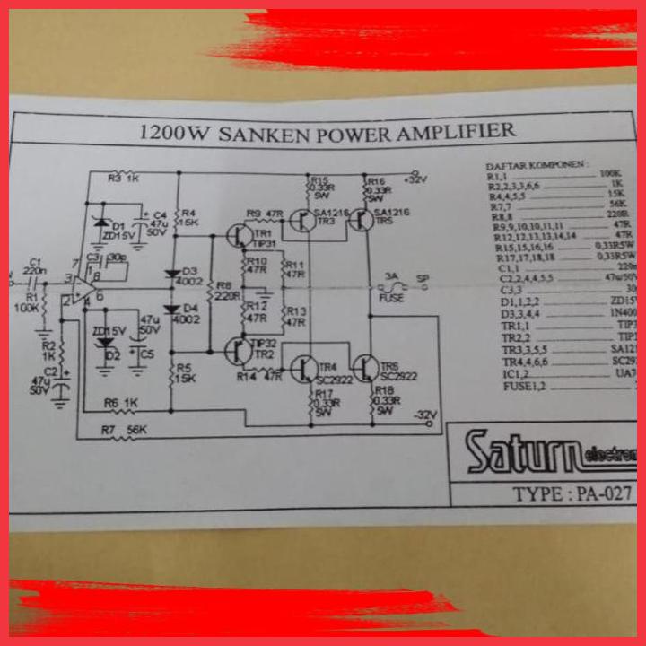 (SATU) PCB SANKEN 1200W STEREO HI POWER AMPLIFIER PA-027