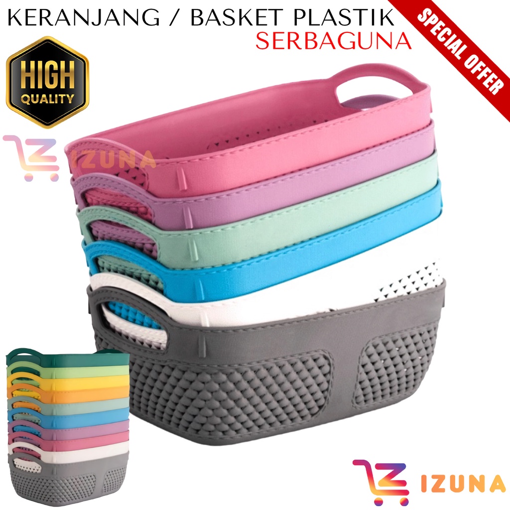 [IZUNA] KERANJANG SERBAGUNA / KERANJANG MULTIFUNGSI / KERANJANG BASKET / BASKET ORGANIZER /  KERANJANG PLASTIK ORGANIZER / STORAGE BOX / KERANJANG ANYAM PLASTIK SERBAGUNA