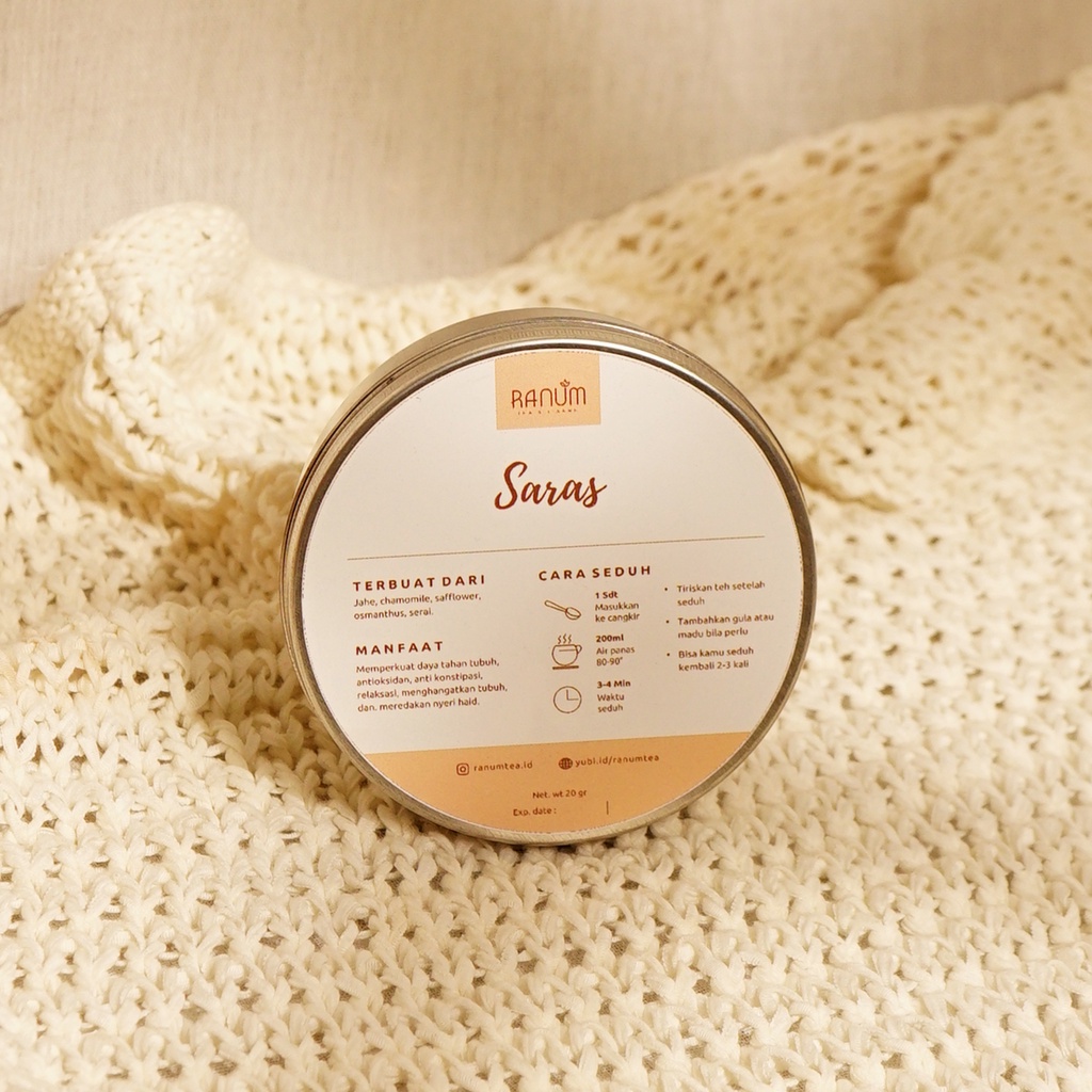 

Saras / Tisane/ Artisan Tea / Jahe / Teh Bunga Tea Blend Teh Herbal Organik / Meningkatkan Immune / 20gr - RANUM