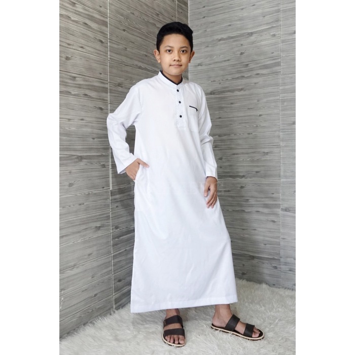 Jubah Anak Laki-Laki Reguler - Gamis Anak - Putih, 8-10-12-14 thn - 8 Berkualitas H3E1