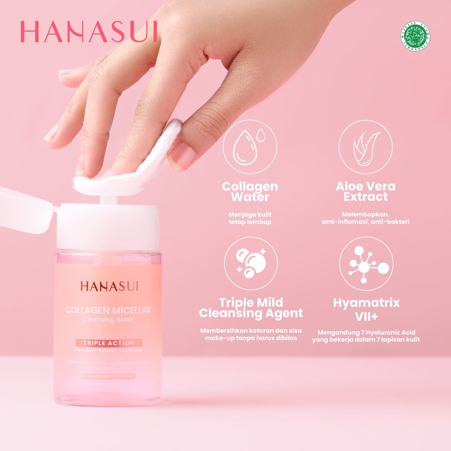 Hanasui Collagen Micellar cleansing water pembersih wajah glowing cera