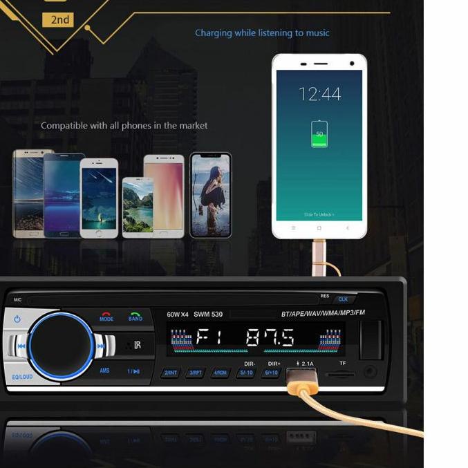 ✼ Tape Audio Mobil Multifungsi Bluetooth USB MP3 FM Radio Tip Mobil ♛