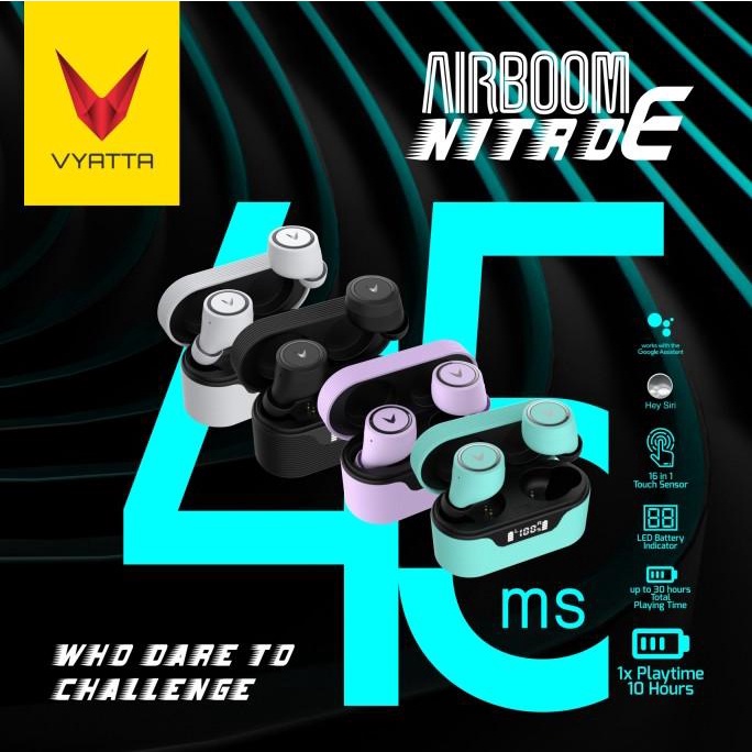 VYATTA Airboom Nitro E TWS Bluetooth Headset / Earphone , Gaming Mode